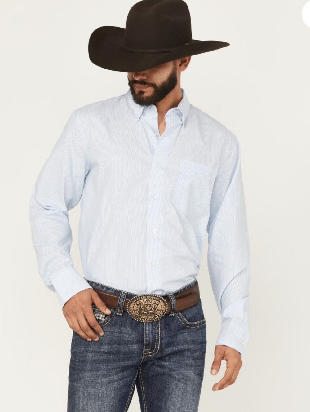 Wrangler Men's White Long-Sleeve Button-Down Shirt